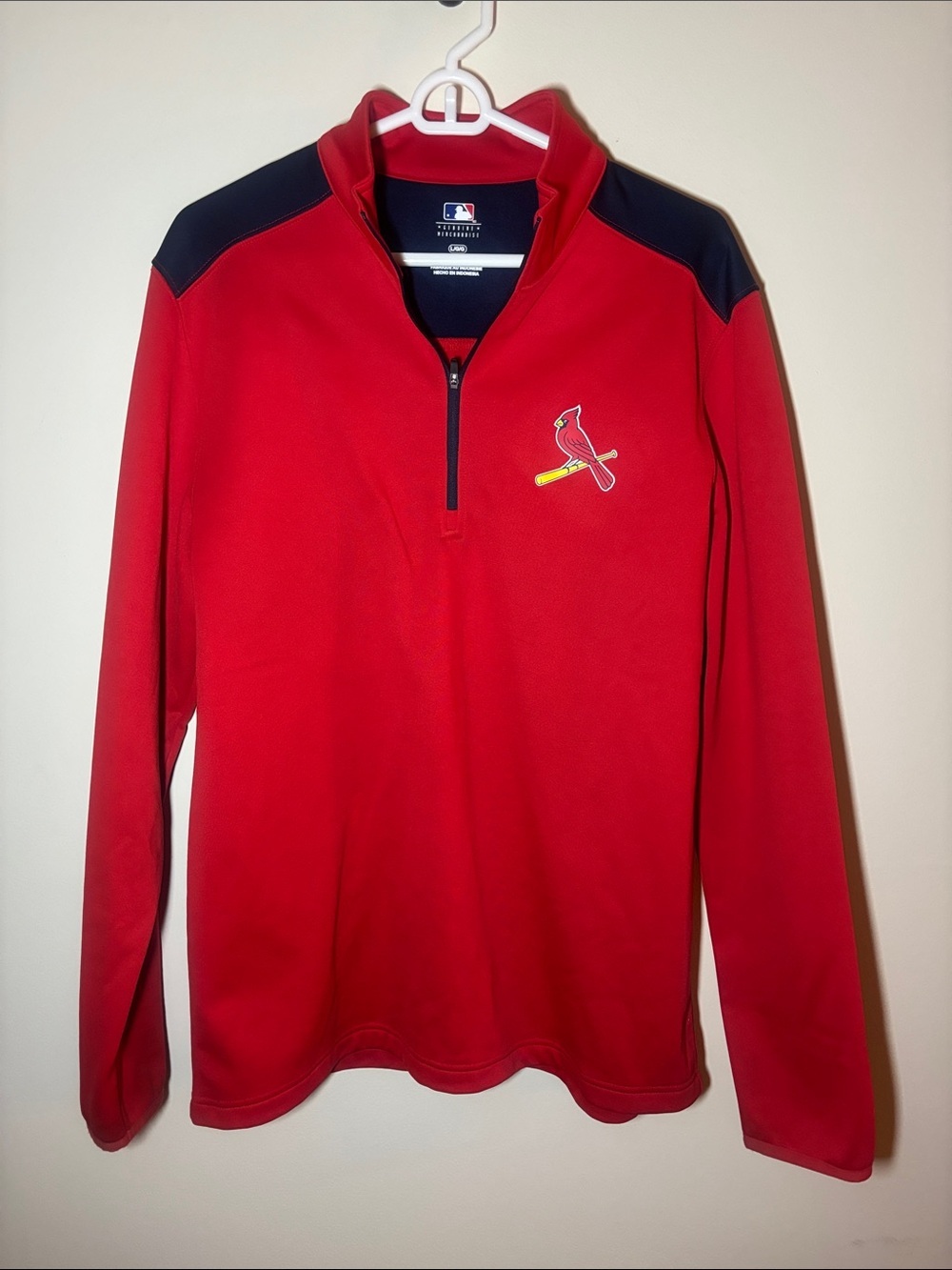 MLB St. Louis Cardinals Red and Navy Quarter-Zip Pullover
